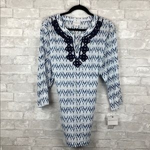 Navy/white ¾ Sleeve Casual Blouse